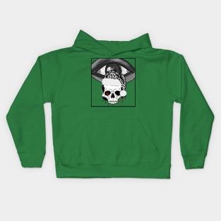 Big Eye with Santa's Leopard Hat on Skull Kids Hoodie